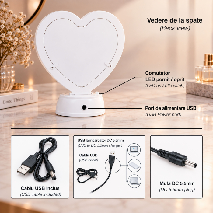 Oglindă Magică Infinity Personalizată cu Poza Ta - Inimă [4]