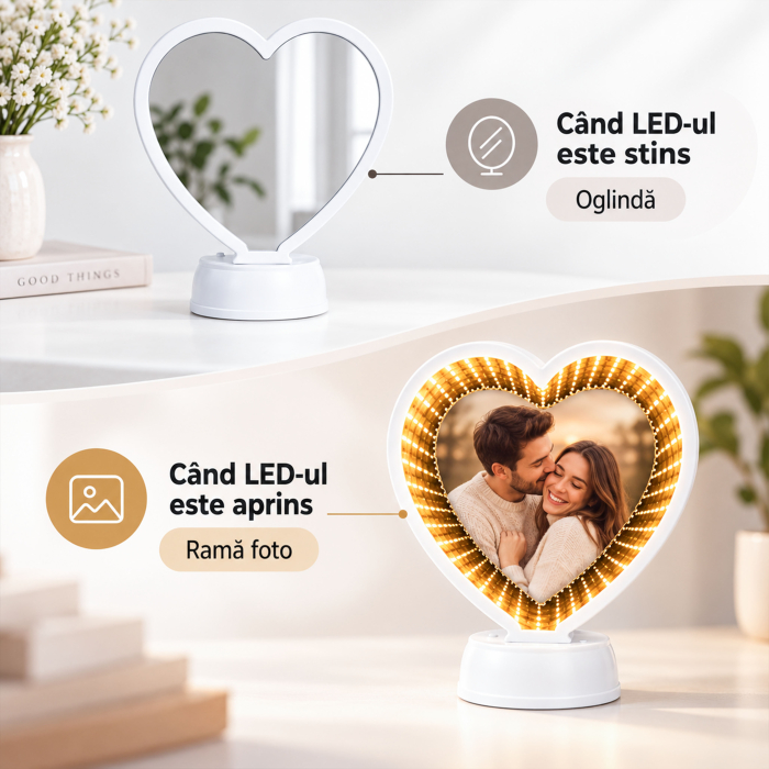 Oglindă Magică Infinity Personalizată cu Poza Ta - Inimă [3]