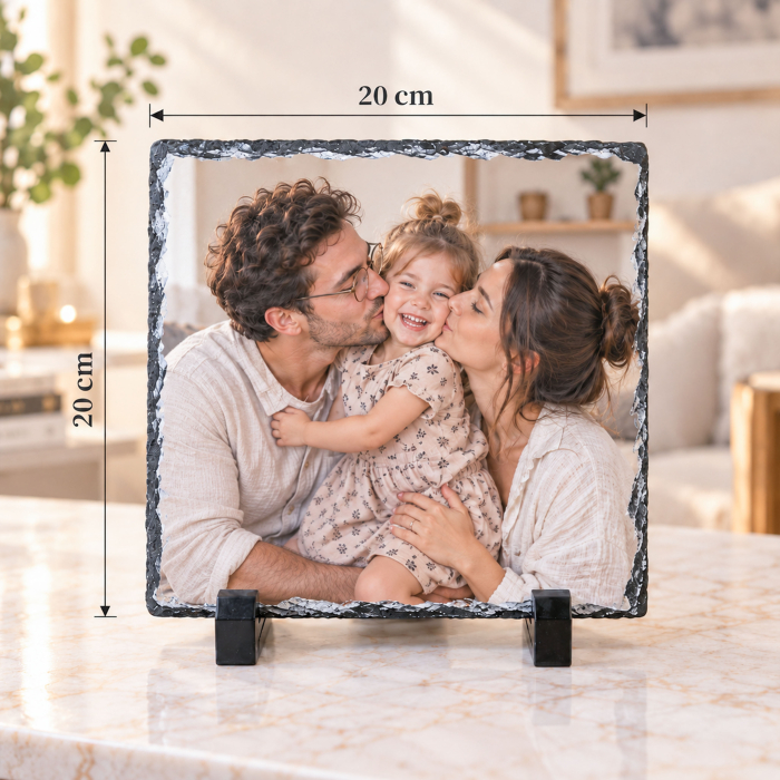 Placă de Ardezie Personalizată cu Poza Ta - Pătrată [2]