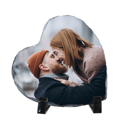 Cadouri Personalizate - Placă Ardezie Inimă Personalizată Foto