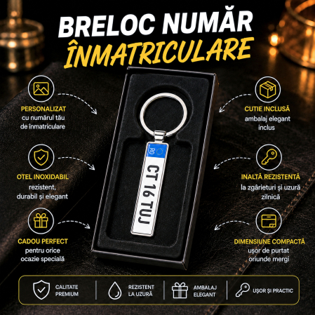 Cadouri Personalizate - Breloc cu Numar de Inmatriculare Personalizat