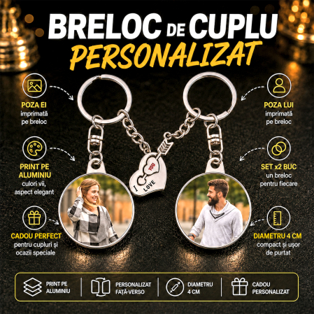 Cadouri Personalizate - Breloc de Cuplu Personalizat - Foto Cadou