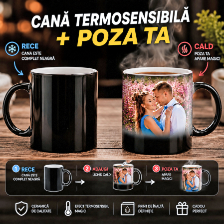 Cadouri Personalizate - Cană Termosensibilă cu Poza Ta