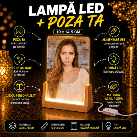 Cadouri Personalizate - Lampă LED cu Poza Ta 10x14 cm