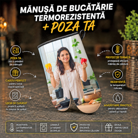 Cadouri Personalizate - Mănușă de Bucătărie Termorezistentă Personalizată cu Poza Ta