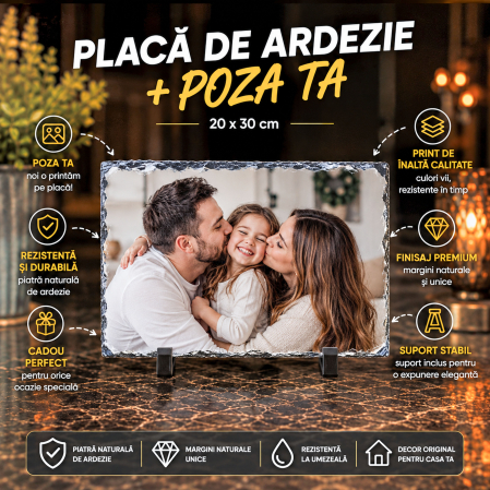 Cadouri Personalizate - Placă de Ardezie Personalizată cu Poza Ta