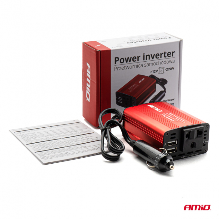 Convertor de tensiune 12V -> 230V, 150W/300W, 2 x USB 5V [5]