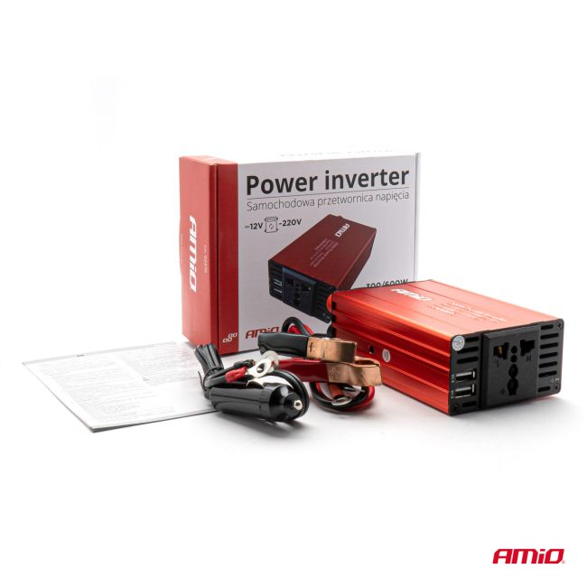 Convertor de tensiune 12V -> 220V, 300W/600W, 2 x USB 5V [9]