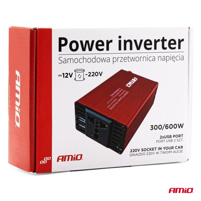 Convertor de tensiune 12V -> 220V, 300W/600W, 2 x USB 5V [10]