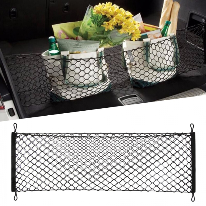 Plasa de bagaje elastica cu buzunar si suporti de montaj, dimensiune 100 x 40 cm [1]