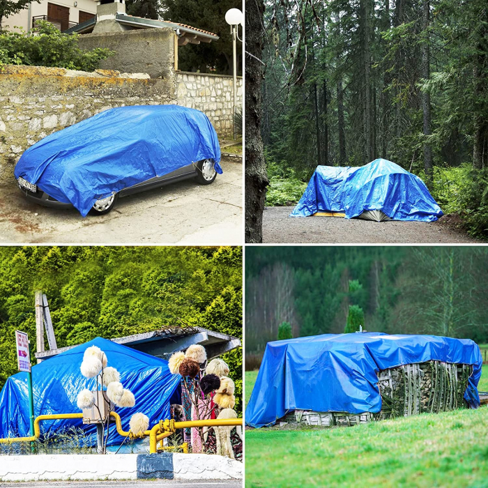 Prelata Impermeabila cu ochiuri metalice de prindere, dimensiune 4,0m x 6,0m, densitate 80g/m2, culoare albastra [2]