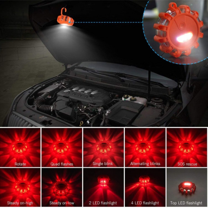 Lampa LED de urgenta pentru siguranta rutiera cu baza magnetica si functie de lanterna [3]