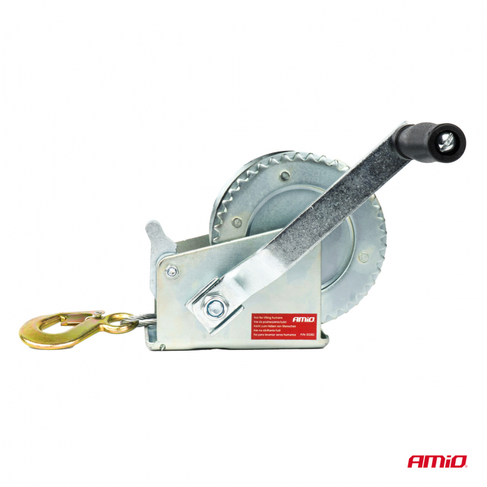Troliu Manual cu manivela si blocaj, capacitate 450kg, cablu metalic lungime 5m [5]