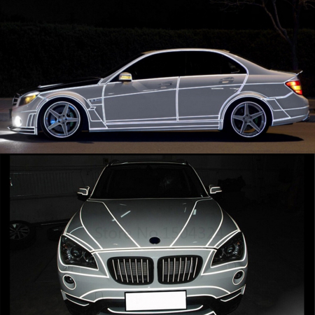 2 x Sticker Reflectorizant "OUTLINE DECO", culoare ARGINTIU, dimensiune 1cm x 8m [3]