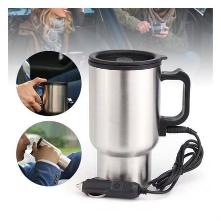 Accesorii Camioane si Remorci - Cana termica din otel cu functie de incalzire, 12V, 400ml