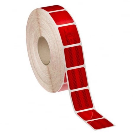 Avertizare si Siguranta - Banda reflectorizanta adeziva intrerupta pentru prelate - ROSIE (rola 5cm x 45m)