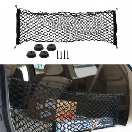 Plasa de bagaje elastica cu buzunar si suporti de montaj, dimensiune 100 x 40 cm [7]