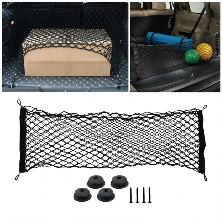 Plasa de bagaje elastica cu buzunar si suporti de montaj, dimensiune 100 x 40 cm [3]