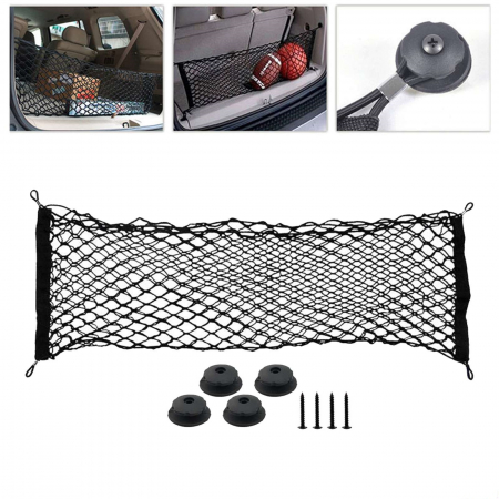 Plasa de bagaje elastica cu buzunar si suporti de montaj, dimensiune 100 x 40 cm [5]