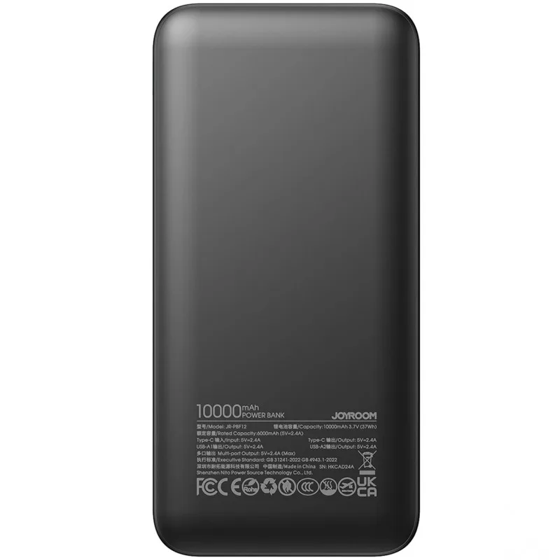 Baterie Externa Joyroom JR-PBF12, 10000mAh, 12W, 1 x USB-C - 2 x USB-A, Neagra [4]