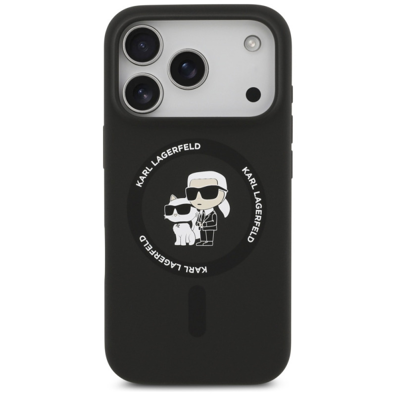 Carcasa Karl Lagerfeld Silicone Karl & Choupette cu MagSafe compatibila cu iPhone 17 Pro, Negru [3]