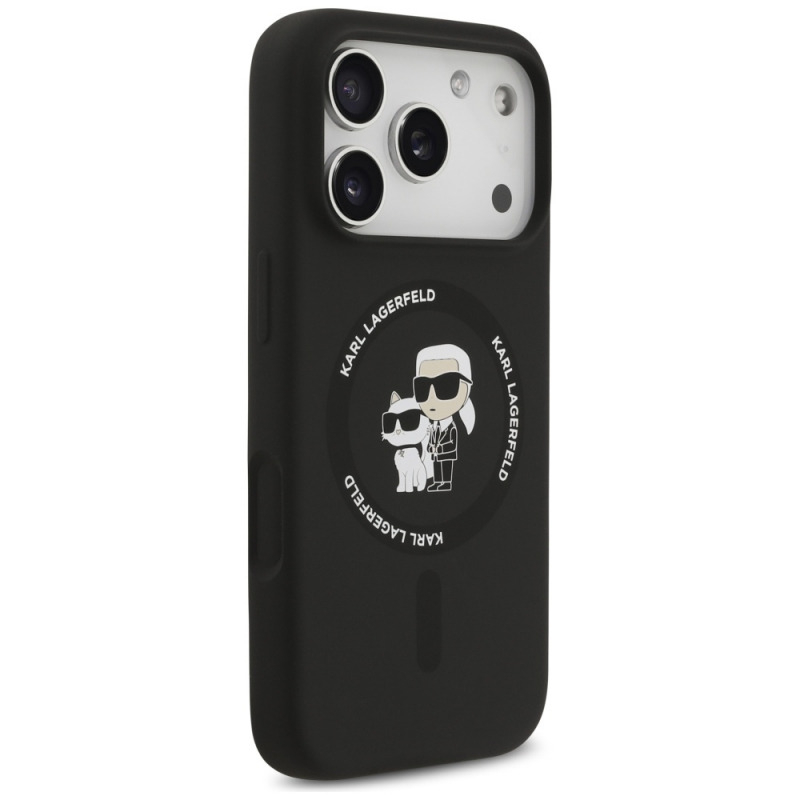 Carcasa Karl Lagerfeld Silicone Karl & Choupette cu MagSafe compatibila cu iPhone 17 Pro, Negru [4]