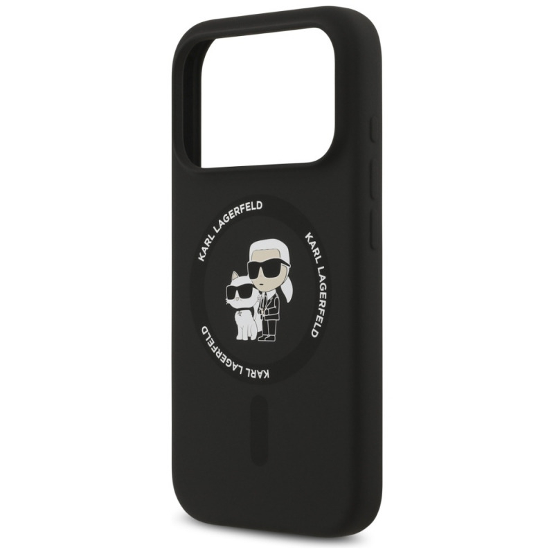 Carcasa Karl Lagerfeld Silicone Karl & Choupette cu MagSafe compatibila cu iPhone 17 Pro, Negru [2]