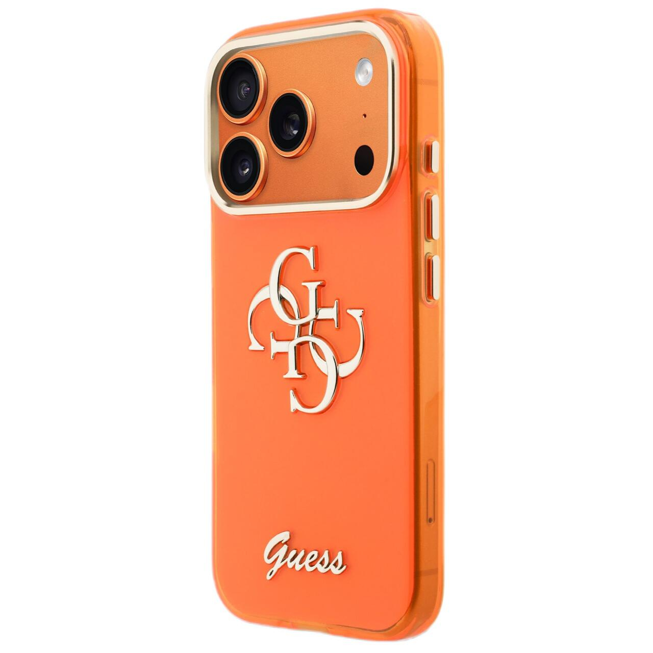 Husă Guess IML 4G Script Metal, portocalie, pentru iPhone 17 Pro Max, din TPU și policarbonat [1]