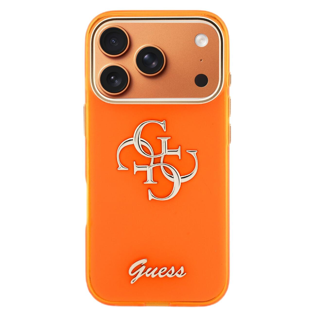 Husă Guess IML 4G Script Metal, portocalie, pentru iPhone 17 Pro Max, din TPU și policarbonat [2]