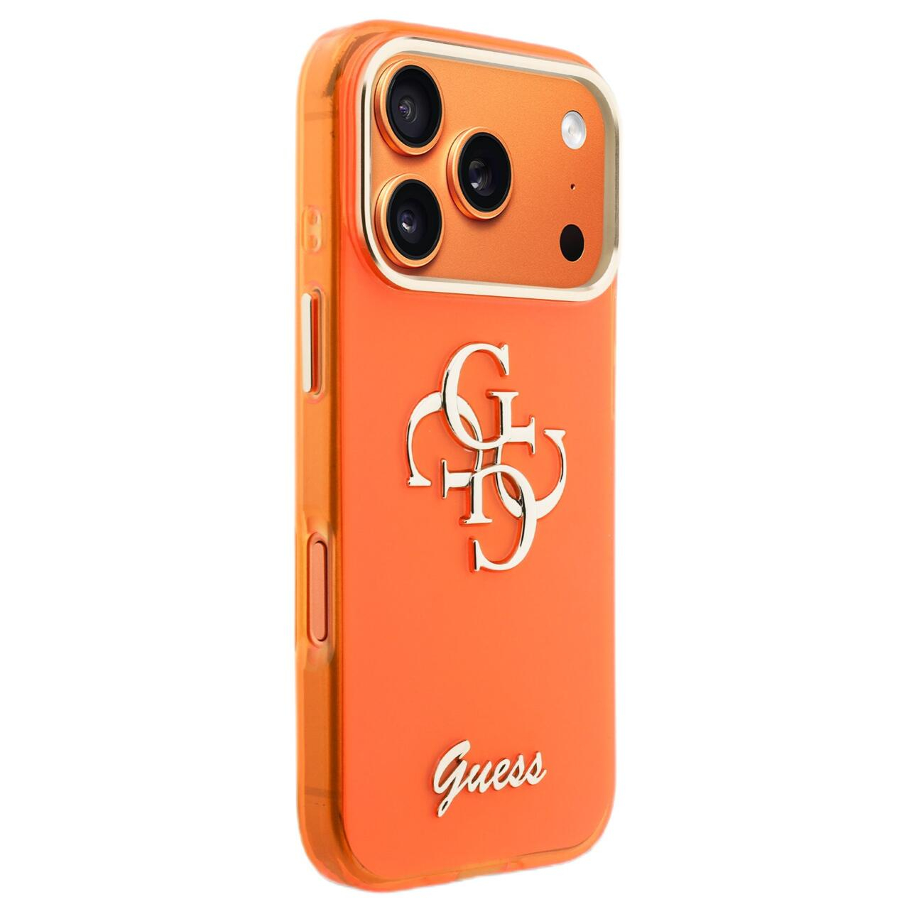 Husă Guess IML 4G Script Metal, portocalie, pentru iPhone 17 Pro Max, din TPU și policarbonat [3]