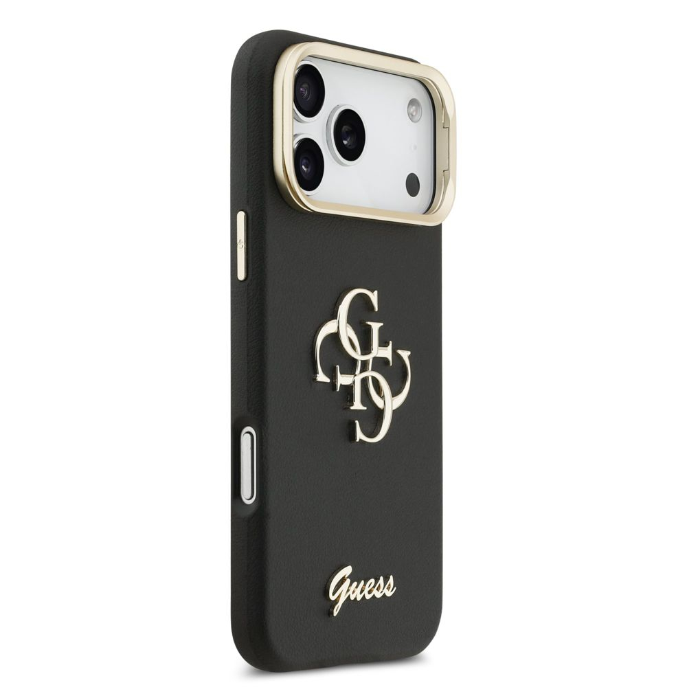 Husa Guess PU Grained 4G Logo Stand Camera Frame pentru iPhone 17 Pro Max, Neagra [3]