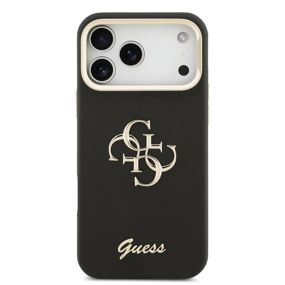 Husa Guess PU Grained 4G Logo Stand Camera Frame pentru iPhone 17 Pro Max, Neagra [2]