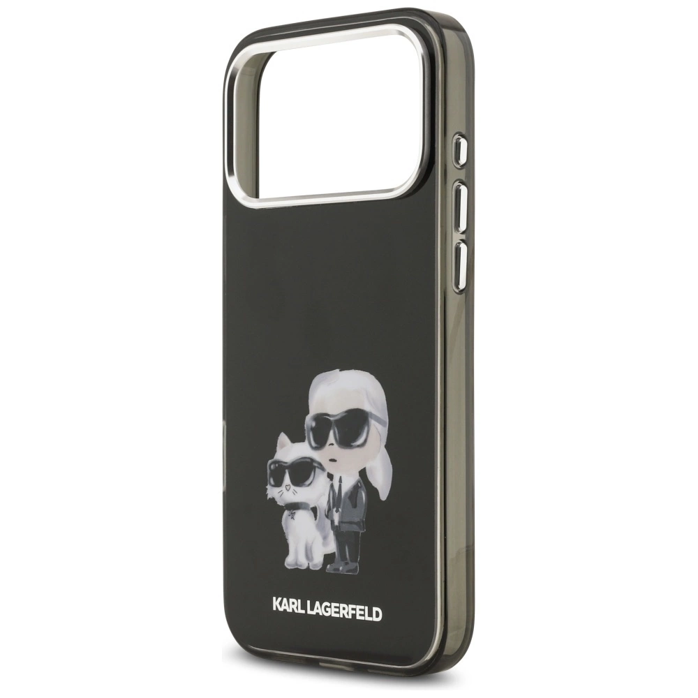 Husa MagSafe pentru Apple iPhone 17 Pro, Karl Lagerfeld, IML Aquarelle Logo Karl & Choupette, Neagra [6]