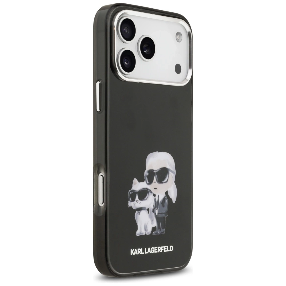 Husa MagSafe pentru Apple iPhone 17 Pro, Karl Lagerfeld, IML Aquarelle Logo Karl & Choupette, Neagra [4]