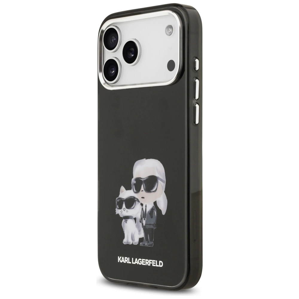 Husa MagSafe pentru Apple iPhone 17 Pro, Karl Lagerfeld, IML Aquarelle Logo Karl & Choupette, Neagra [2]