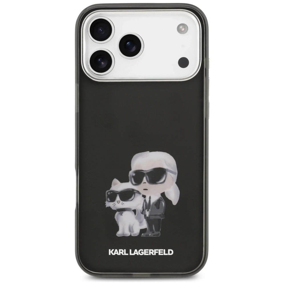 Husa MagSafe pentru Apple iPhone 17 Pro, Karl Lagerfeld, IML Aquarelle Logo Karl & Choupette, Neagra [3]