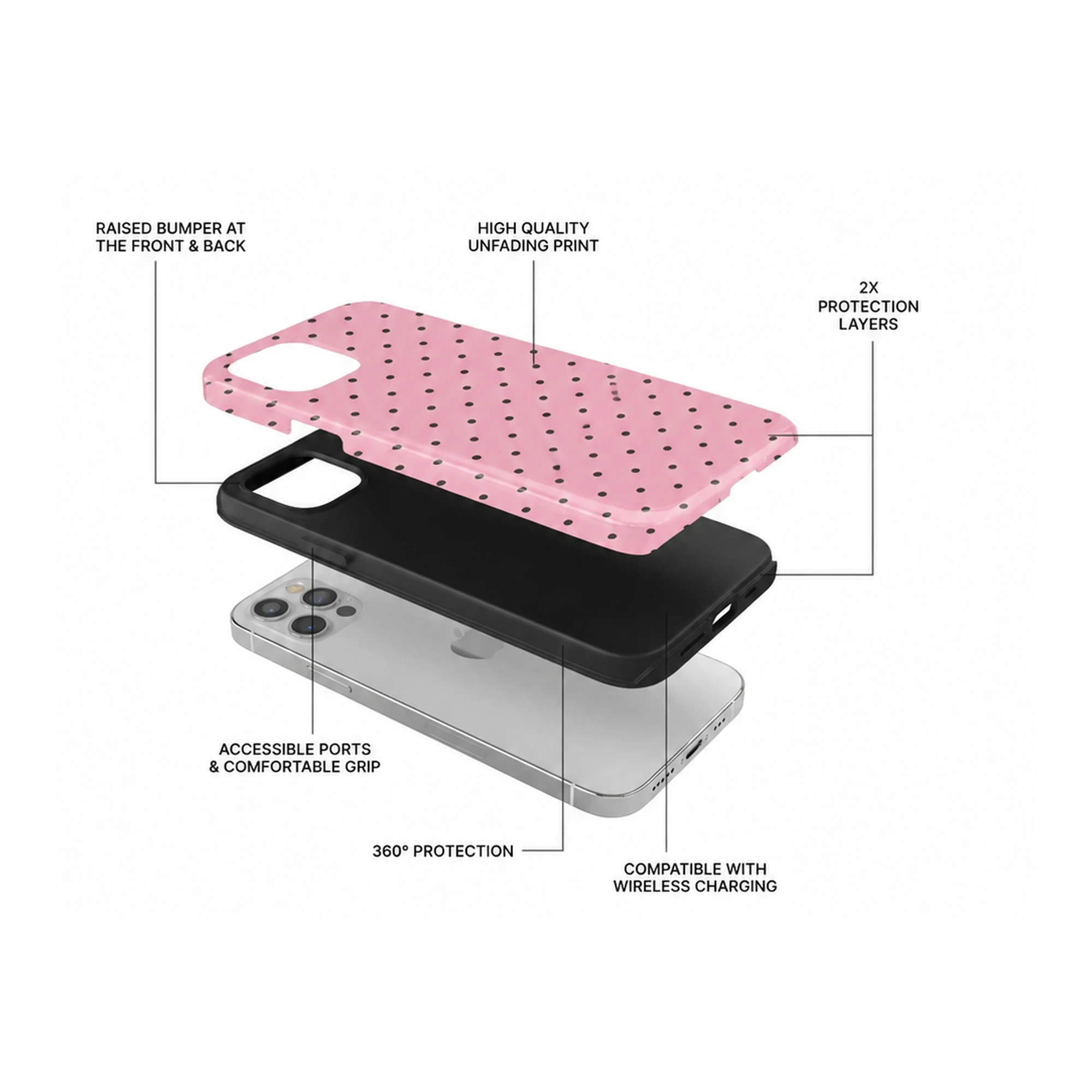 Husa TagOne Double Armor Magsafe Polka Dots Roz [3]