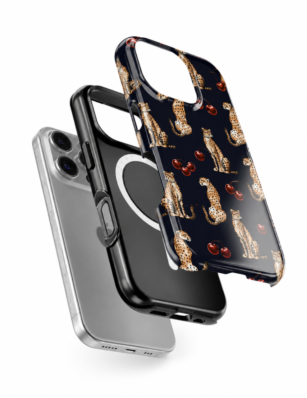 Husă TagOne Cherry Cheetah – Design Elegant cu Gheparzi și Cireșe [1]