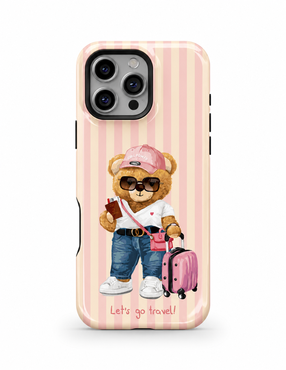 Husa TagOne Double Armor Pentru Iphone Magsafe Let's Go Travel Teddy – Pink Stripes [1]