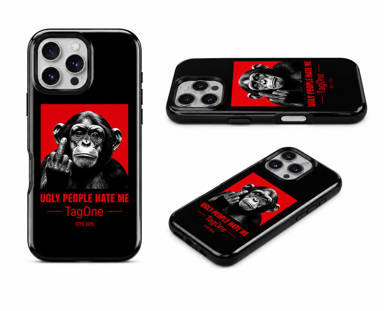 Husă Premium TagOne Rebel Ape – Ugly People Hate Me | Design Glossy, Protecție Anti-Șoc [4]