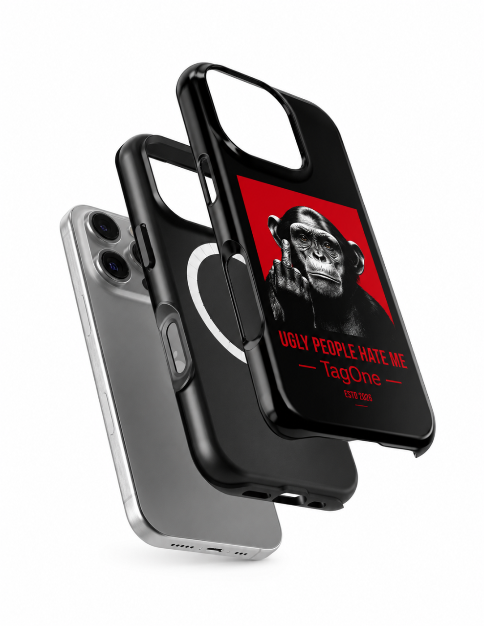 Husă Premium TagOne Rebel Ape – Ugly People Hate Me | Design Glossy, Protecție Anti-Șoc [3]