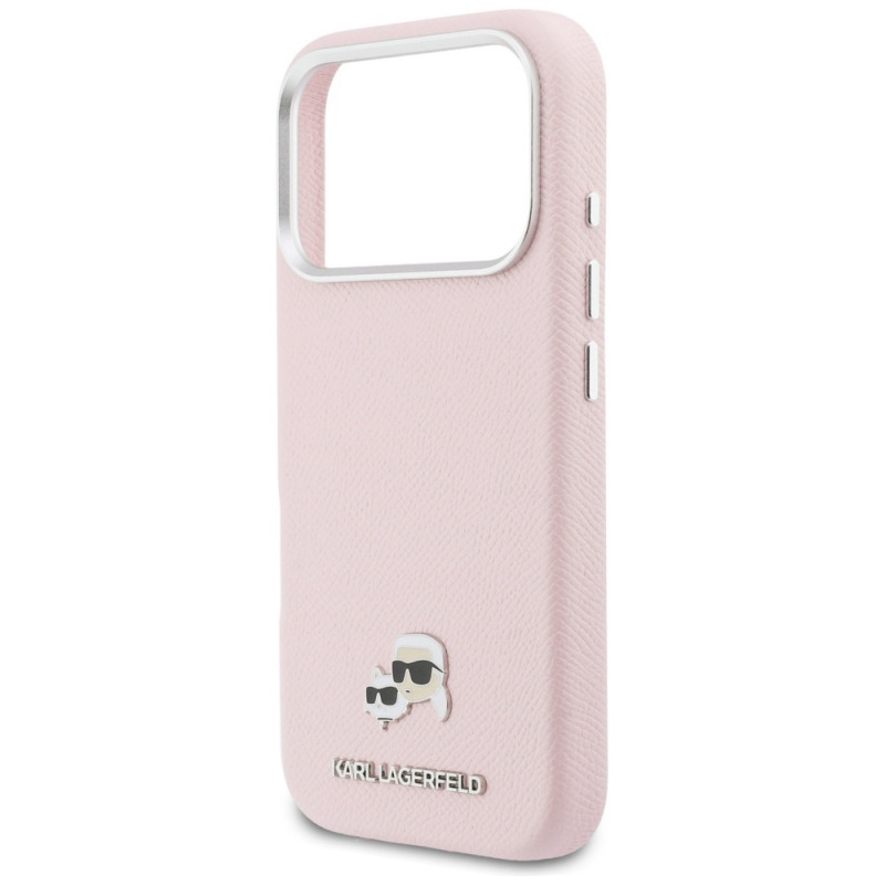 Husa telefon Karl Lagerfeld Karl & Choupette Head Pins Saffiano MagSafe roz, pentru iPhone 17 Pro Max [2]
