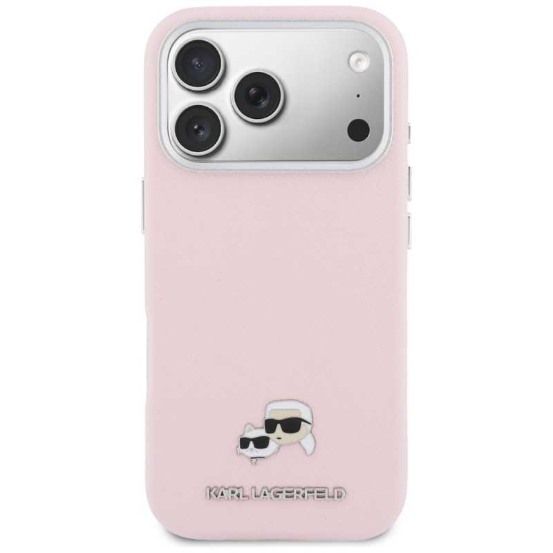 Husa telefon Karl Lagerfeld Karl & Choupette Head Pins Saffiano MagSafe roz, pentru iPhone 17 Pro Max [3]
