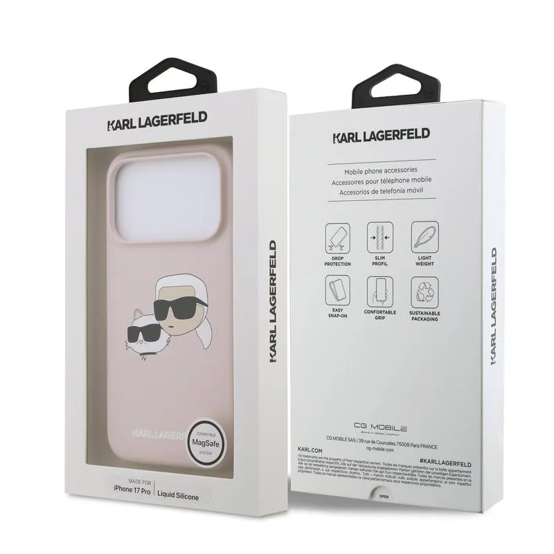 Husa telefon Karl Lagerfeld Liquid Silicone Double Heads, roz, compatibila MagSafe, pentru iPhone 17 Pro [5]
