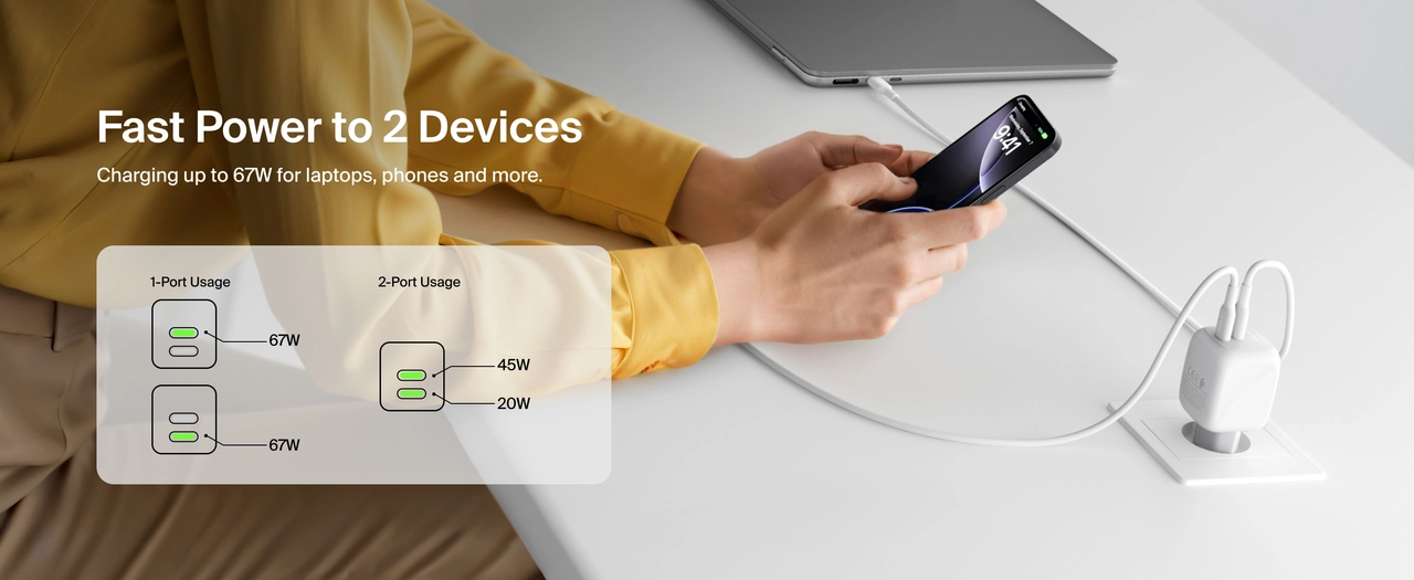 Incarcator BELKIN 67w Dual USB-C PD cu PPS, Alb [2]