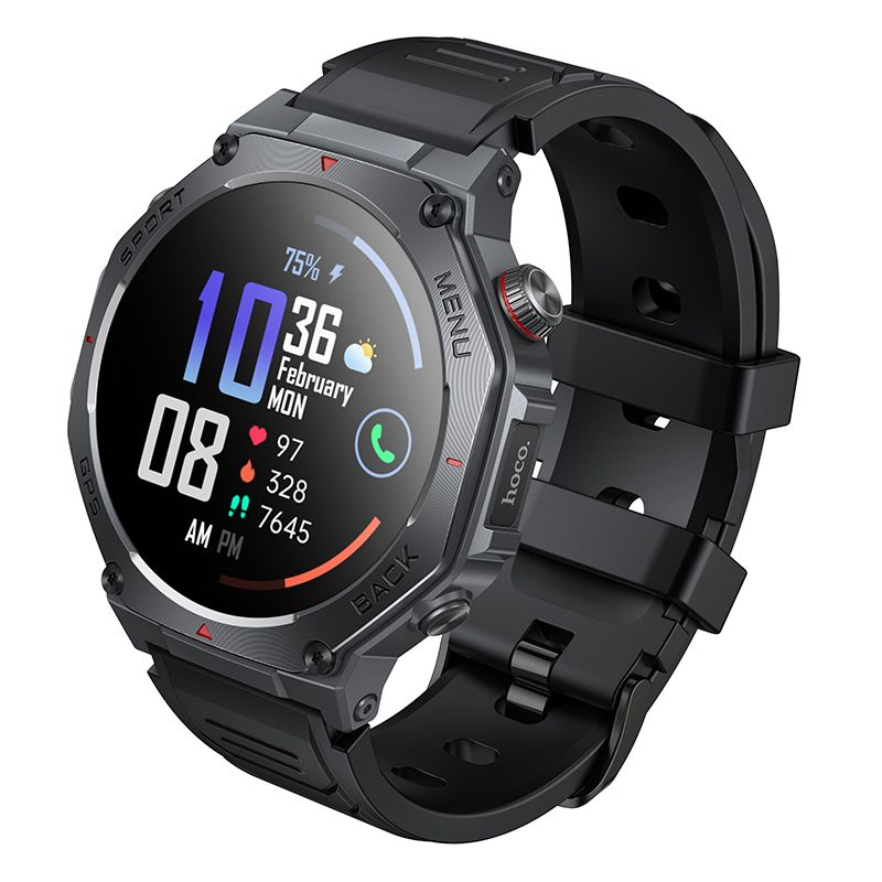 Smartwatch HOCO Y37 AMOLED GPS Apel Bluetooth 7 Zile Autonomie Negru [3]