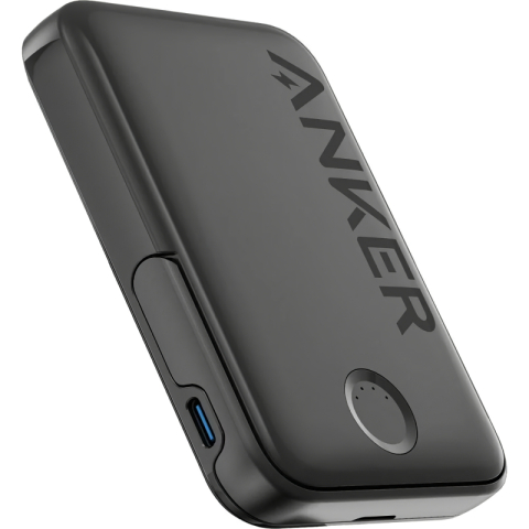 Baterii Externe - Baterie Externa Wireless Anker 322 MagGo, 5000mAh, 12W, 1 x QI - 1 x USB-C, Neagra A1618G11