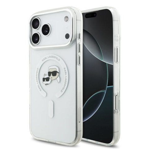 Huse Iphone 17 Pro Max - Husa Karl Lagerfeld IML K&CH Heads Metal Frame MagSafe pentru iPhone 17 Pro Max, Transparenta
