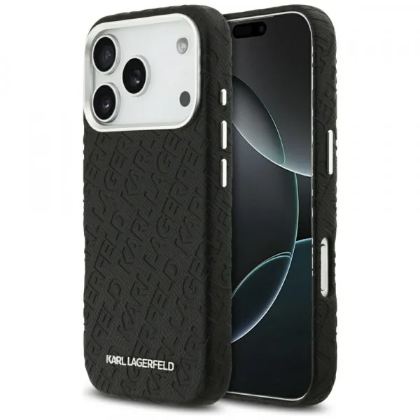 Huse Iphone 17 Pro Max - Husa MagSafe pentru Apple iPhone 17 Pro Max, Karl Lagerfeld, FW Stamped Karl, Neagra