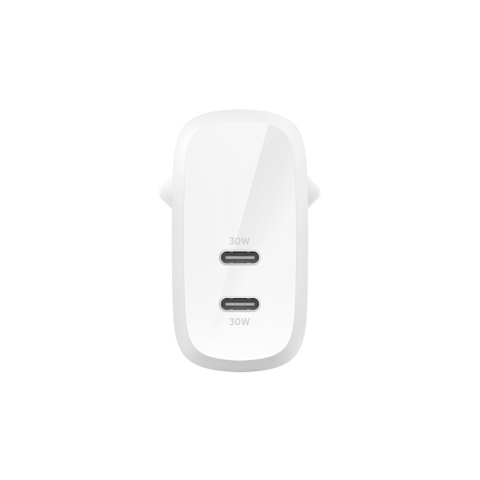 Incarcatoare - Incarcator BELKIN 60W USB-C DUAL WALL CHARGER, PD 2X 30W, WHT